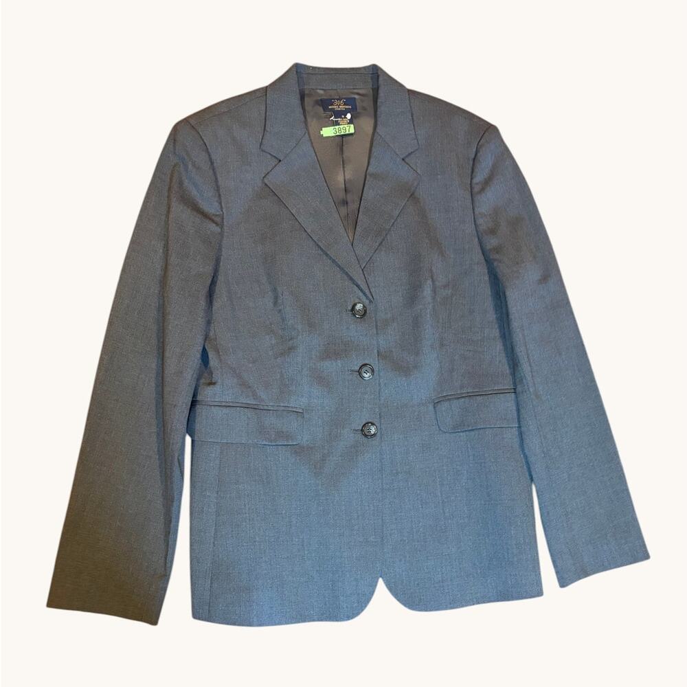 BROOKS BROTHERS Women's Blazer Size 10 Gray 3-Button Wool Suit Jacket